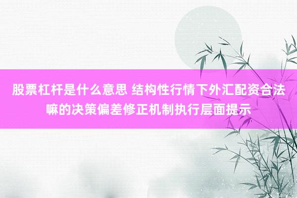 股票杠杆是什么意思 结构性行情下外汇配资合法嘛的决策偏差修正机制执行层面提示
