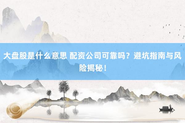 大盘股是什么意思 配资公司可靠吗?避坑指南与风险揭秘!