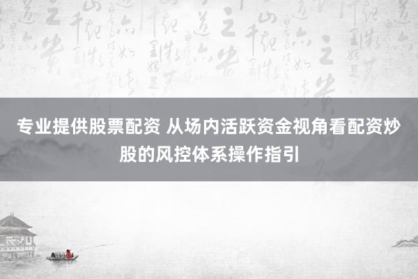专业提供股票配资 从场内活跃资金视角看配资炒股的风控体系操作指引