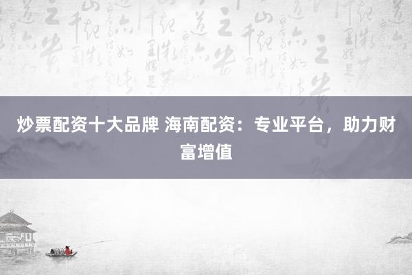 炒票配资十大品牌 海南配资：专业平台，助力财富增值